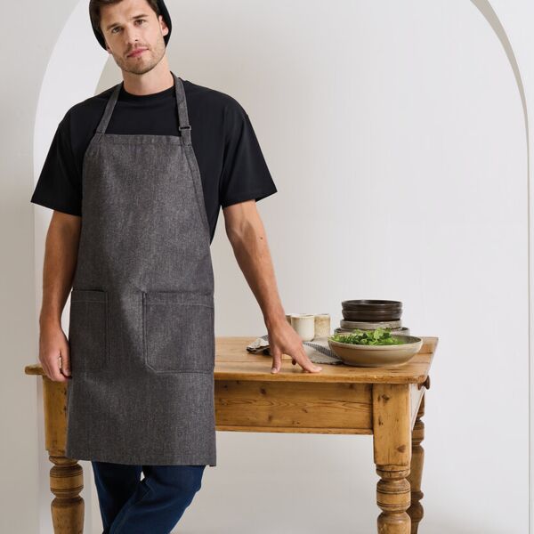 Cotton denim bib apron, organic and Fairtrade certified Thumbnail
