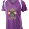  James & Nicholson Ladies' Running-T (paars/wit) Thumbnail